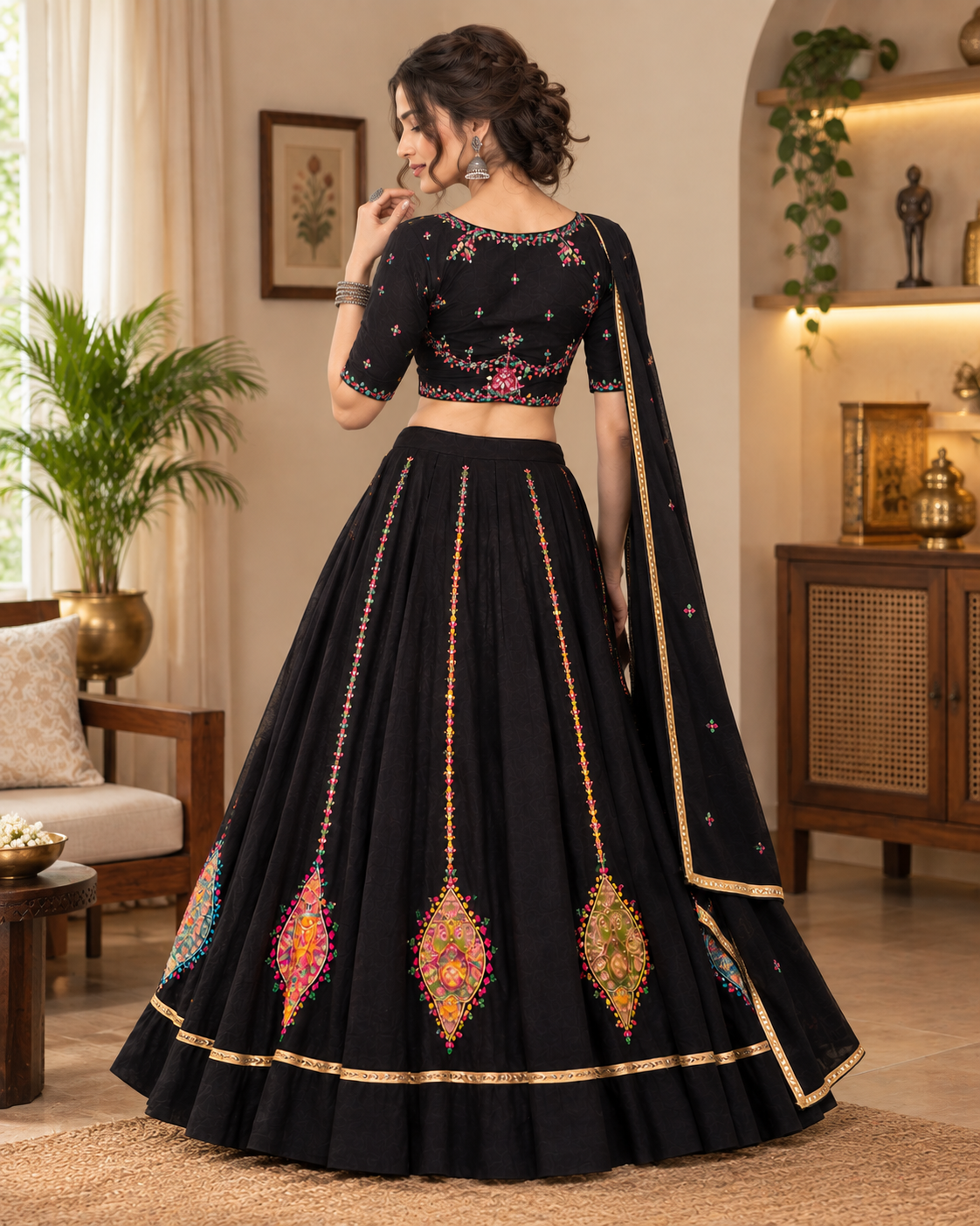 Luxury Black Embroidered Lehenga Choli with Dupatta | Designer Festive Couture