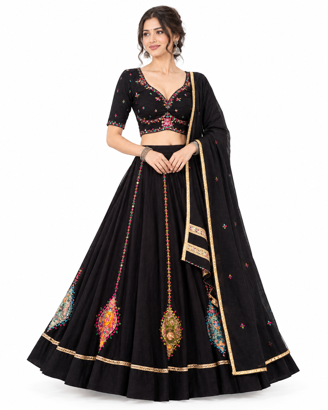 Luxury Black Embroidered Lehenga Choli with Dupatta | Designer Festive Couture